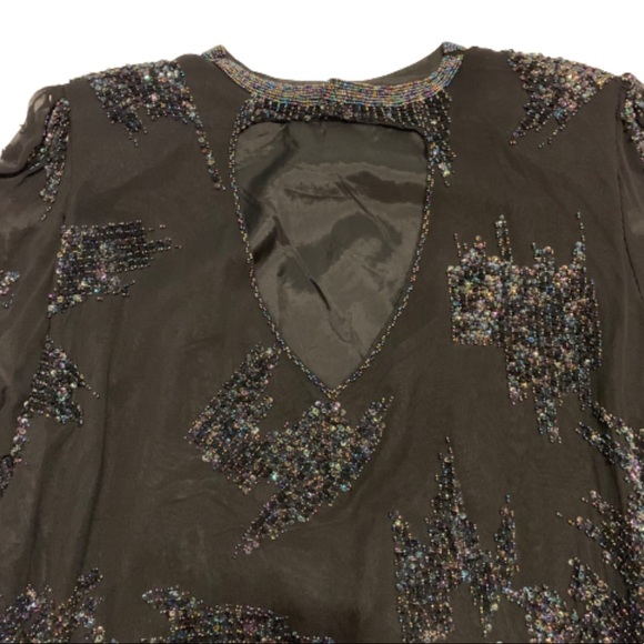 Vintage Odyssey silk and beaded blouse, Large - Picture 3 of 7